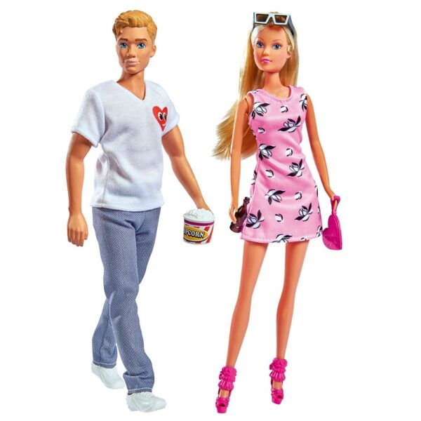 Simba Steffi love lalka Steffi i Kevin na randce w kinie, lalka barbie z sukience, lalka barbie z kenem, zabawki Nino Bochnia, Co kupic dziewczynce 5 letniej na urodziny