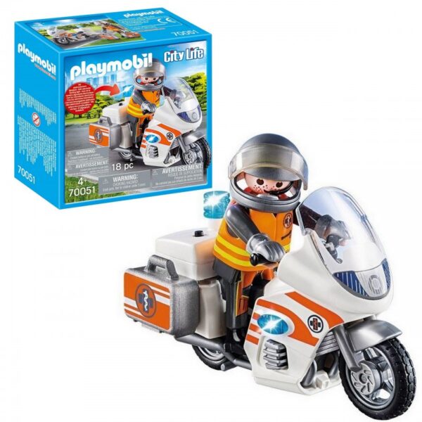 klocki playmobil, prezent dla chłopca 5 latka, motor policyjny z dźwiękiem