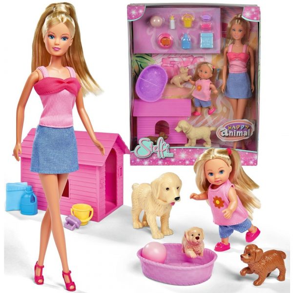 Simba Steffi Love Happy Animal lalka Steffi i Evi ze zwierzątkami, zabawki Nino Bochnia, pomysł na prezent dla 6 latki, lalka z pieskami