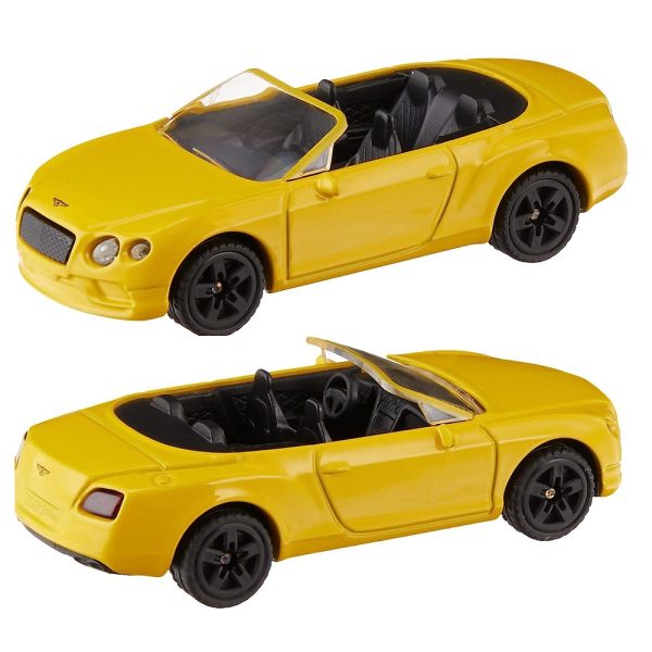 siku 1507 samochód bentley gt v8 convertible, zabawki Nino Bochnia, pomysł na prezent dla 4 latka, metalowa resorówka, resorak, żółte auto wyścigowe
