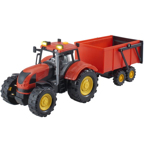 dumel discovery agro pojazdy traktor z przyczepa ht71011, zielony traktor z dźwiękiem, niebieski traktor z drzewem, czerwony traktor z przyczepą i dźwiękiem, zabawkowy traktor, traktor zabawki Nino Bochnia