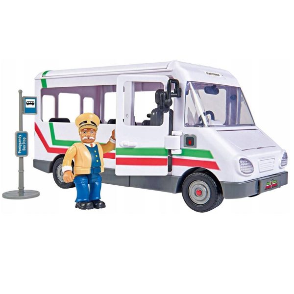 simba strażak sam autobus trevora z figurką, zabawki Nino Bochnia, figurka Trevora ze strażaka Sama z busem
