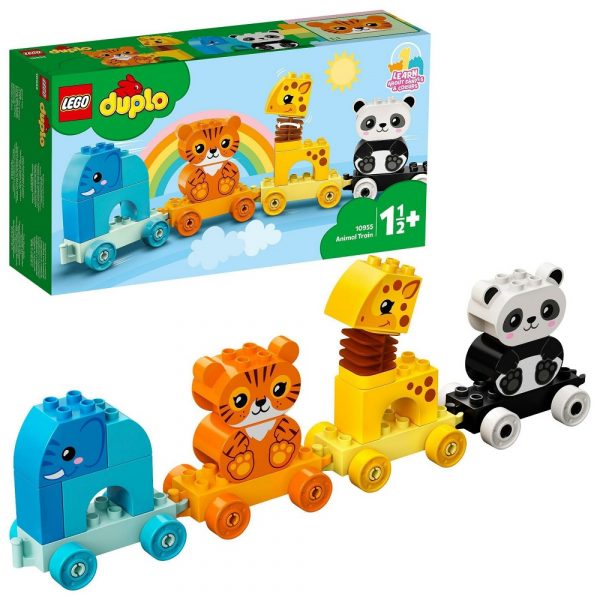 Klocki lego Duplo 10955 Pociąg ze zwierzątkami, zabawki Nino Bochnia, pomysł na prezent dla 18 miesięcznego dziecka, co kupić maluszkowi do zabawy, pociag z klocków, pociąg ze zwierzątkami