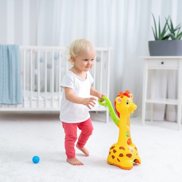 dumel discovery żyrafa piłeczkowy pościg dd52365, zabawki Nino Bochnia, żyrafa wyrzucająca piłeczki, zabawka z piłeczkami, grająca żyrafa z dźwiękiem i światłem