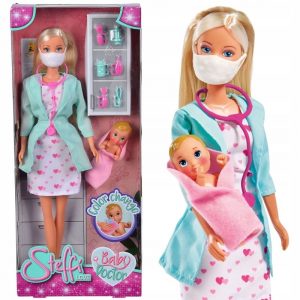 simba steffi love Lalka steffi pediatra z maseczką, zabawki Nino Bochnia, pomysł na prezent dla 5 latki, lalka barbie z maseczką lalka barbie z bobaskiem