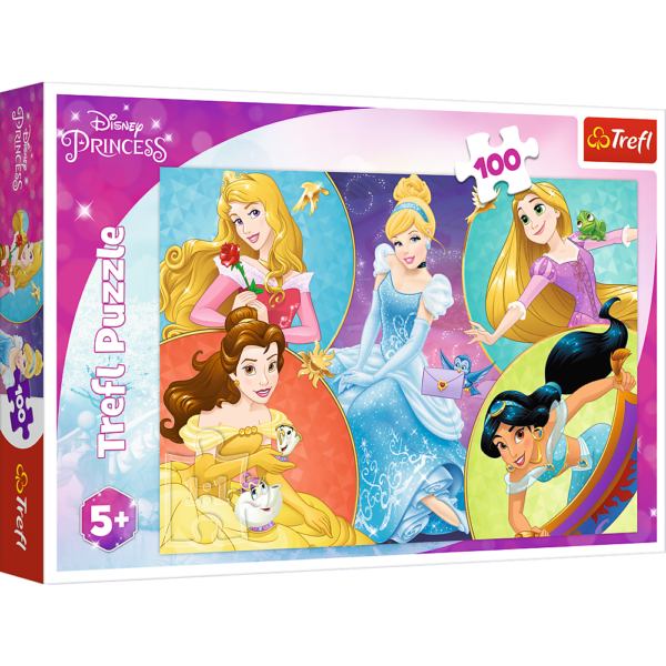 trefl puzzle 100 el disney księżniczki poznaj urocze księżniczki 16419, puzzle 16419, puzzle dla dziewczynki od 5 lat, puzzle z Księżniczkami
