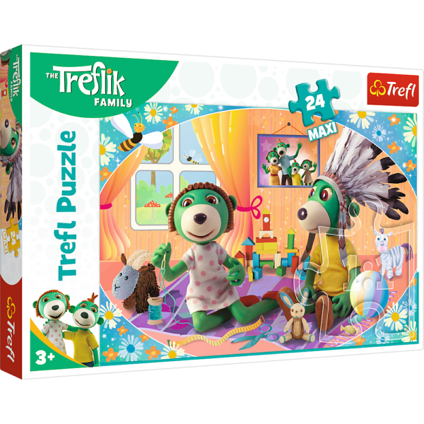 trefl puzzle maxi 24 el rodzina treflików bawmy się razem 14325, trefl puzzle 14325, puzzle dla maluszków