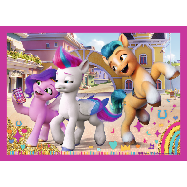 puzzle 4w1 koniki pony, puzzle z kucykami pony, puzzle 34375, kolorowe kucyki pony
