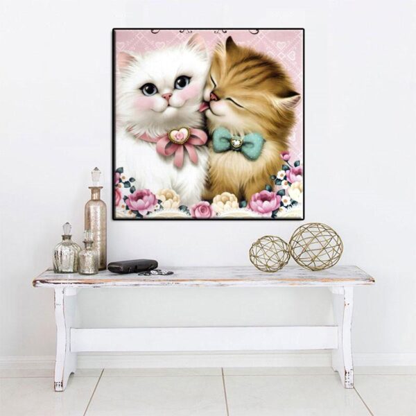 mozaika, haft diamentowy, diamont painting 5d, zestaw kreatywny, obraz z kotkami, dwa kotki, słodkie kotki