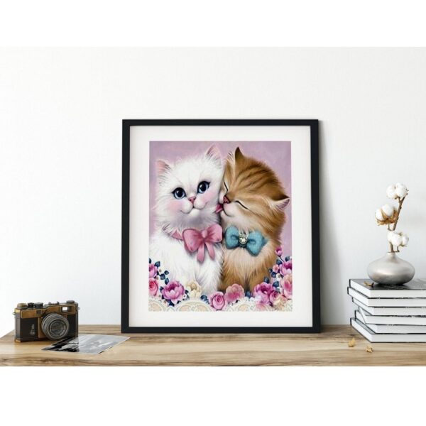 mozaika, haft diamentowy, diamont painting 5d, zestaw kreatywny, obraz z kotkami, dwa kotki, słodkie kotki
