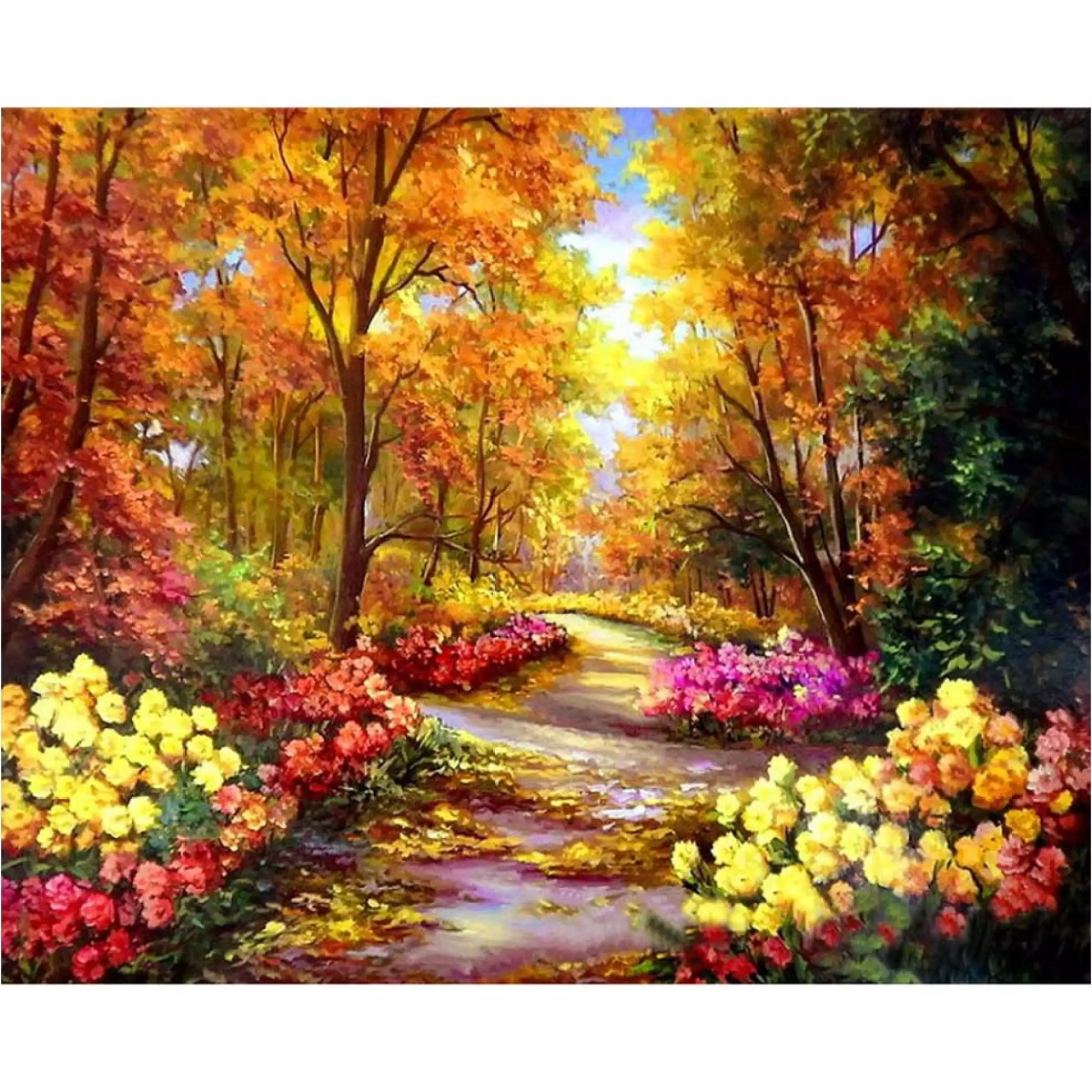 DIAMENTOWA MOZAIKA DIAMOND PAINTING HAFT DIAMENTOWY ŚCIEŻKA W PARKU