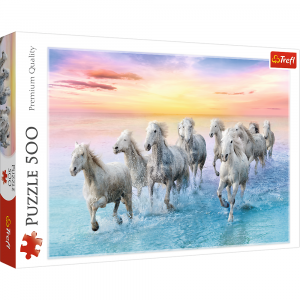 trefl puzzle 500 el białe konie w galopie 37289, zabawki Nino Bochnia, puzzle z koniami