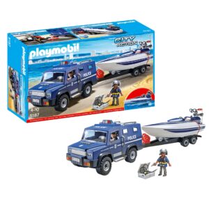 klocki playmobil, samochód z motorówką, pomysł na prezent dla chłopca 5 letniego