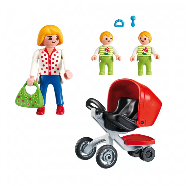 playmobil city life 5573 wózek dla bliźniaków, zabawki Nino Bochnia, pomysł na prezent dla 5 latki, wózek playmobil, wózek dla bliźniaków zabawki