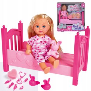 mała lalka dla dziewczynki, mini laleczka, lalka z łóżkiem, prezent dla dziewczynki na 3 latka