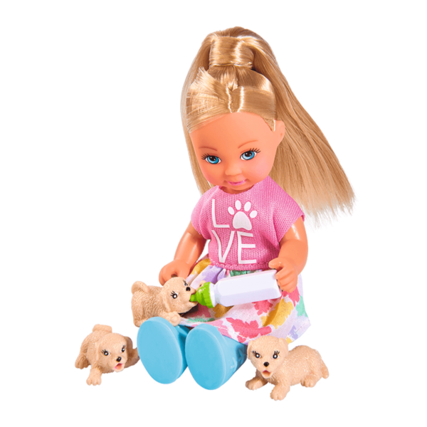 mała lalka dla dziewczynki, mini laleczka, lalka ze zwierzątkiem, lalka z pieskami, prezent dla dziewczynki na 3 latka