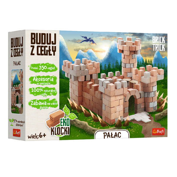 trefl brick trick buduj z cegły pałac 61542, zabawki Nino Bochnia, pomysł na prezent dla 7 latka, prawdziwe cegły do budowania