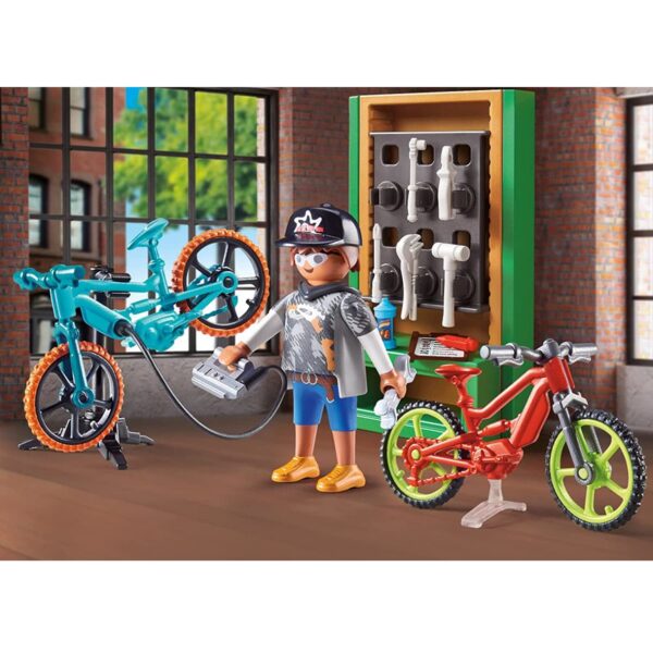 klocki playmobil, prezent dla chłopca lubiącego rowery