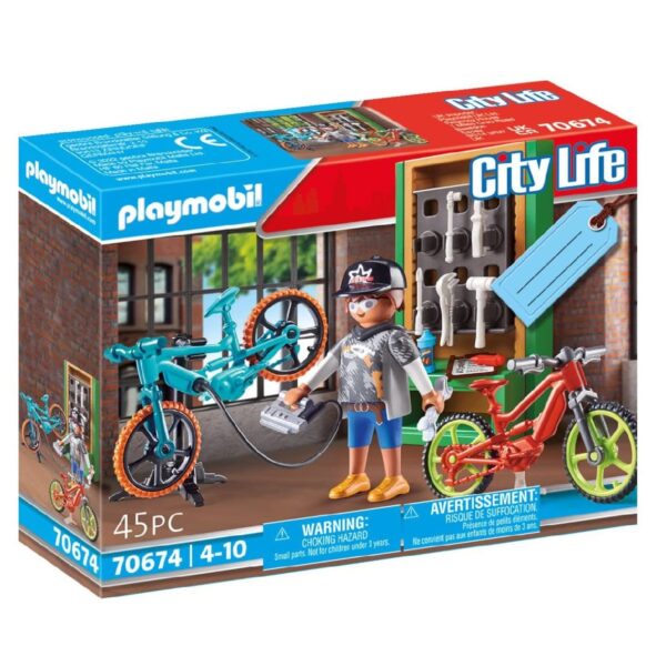 klocki playmobil, prezent dla chłopca lubiącego rowery