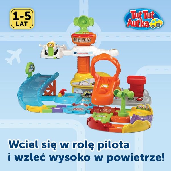 Vtech tut tut autka odlotowe lotnisko samolot 61241, zabawki Nino Bochnia, pomysł na prezent dla 2 latka, lotnisko z grającym samolotem
