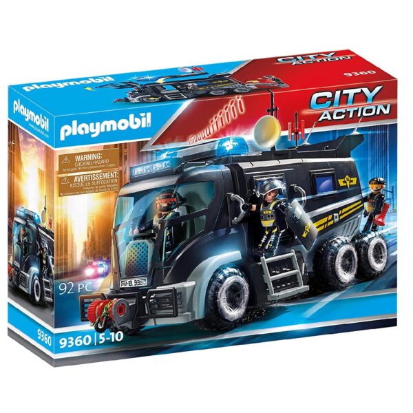 klocki playmobil, samochód policyjny, wóz policyjny ze światłem i dźwiękiem