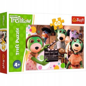 Trefl Puzzle 60 el Rodzina Treflików Wspomnienia Treflika 17329, zabawki nino Bochnia, pomysł na prezent dla 4 latka, puzzle rodzina Treflików