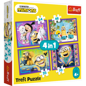 puzzle 4w1 minionki, puzzle z minionkami, puzzle dla dziecka od 3 lat, puzzle dla 3 latka, puzzle minionki