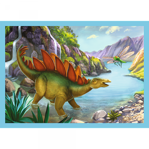 Trefl puzzle 4w1 wyjątkowe dinozaury 34609, puzzle z dinozaurami, zabawki Nino Bochnia, pomysł na prezent dla chłopca na 3 urodziny, puzzle dinozaury