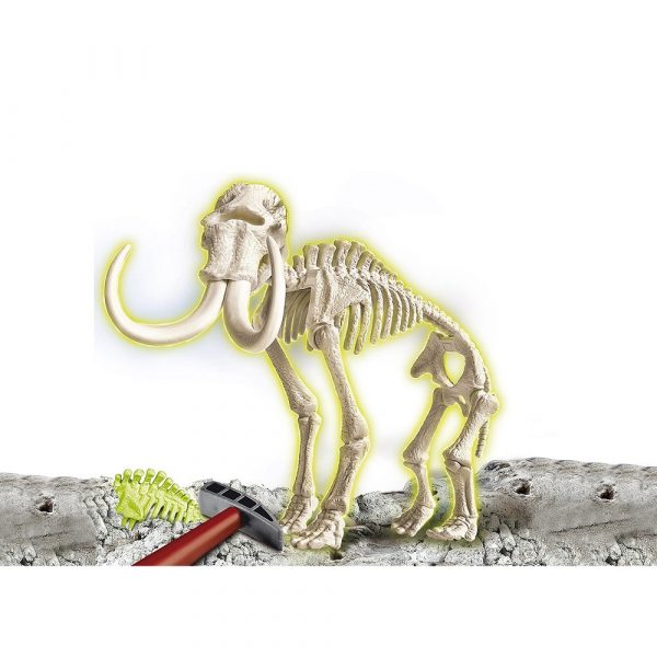 clementoni naukowa zabawa skamieniałości wykopaliska mamut, zabawki nino Bochnia, pomysł na prezent dla 8 latka, szkielet dinozaura świecący w ciemności, szkielet mamuta, wykopaliska mamut