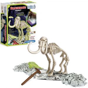 clementoni naukowa zabawa skamieniałości wykopaliska mamut, zabawki nino Bochnia, pomysł na prezent dla 8 latka, szkielet dinozaura świecący w ciemności, szkielet mamuta, wykopaliska mamut