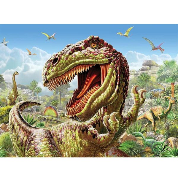 haft diamentowy, mozaika diamentowa, diamont painting, obraz 5d, zestaw kreatywny, mozaika z dinozaurami, dinozaur t-rex