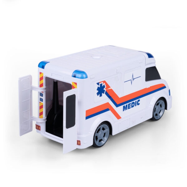 dumel discovery Flota miejska ambulans karetka pogotowia światło dźwięk ht66981, flota miejsk karetka pogotowia z światłem i dźwiękiem, zabawka ambulans, autko karetka pogotowia z dźwiękiem
