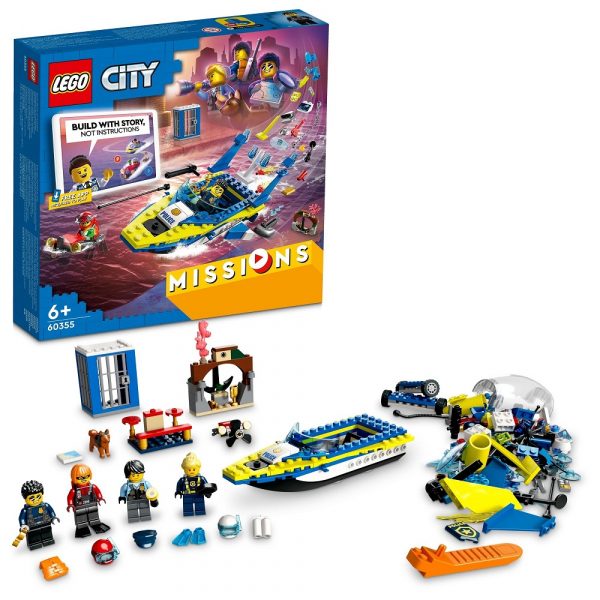 klocki lego City 60355 Śledztwa wodnej policji, zabawki Nino Bochnia, pomysł na prezent dla 6 latka na urodziny, lego motorówka