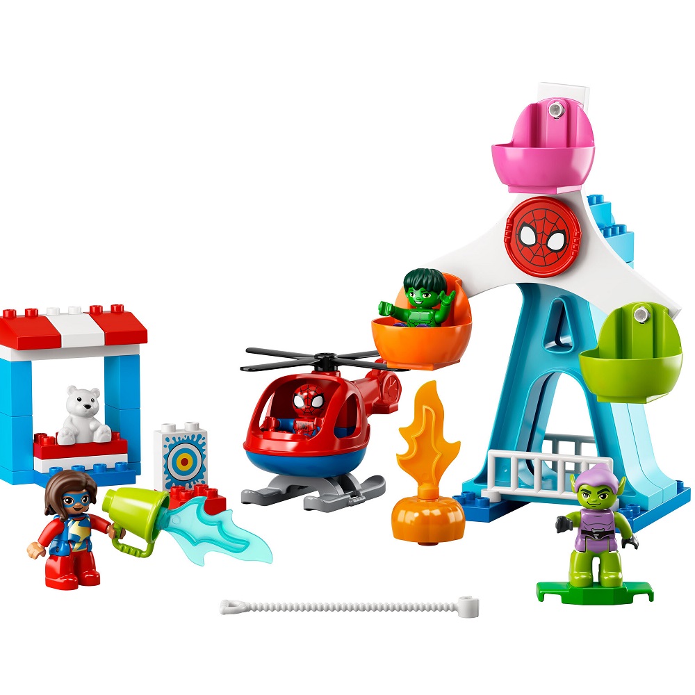klocki lego Duplo 10963 Spider-Man i przyjaciele w wesołym miasteczku, zabawki Nino Bochnia, pomysł na prezent dla 2 latka, lego duplo spider man, lego 10963,
