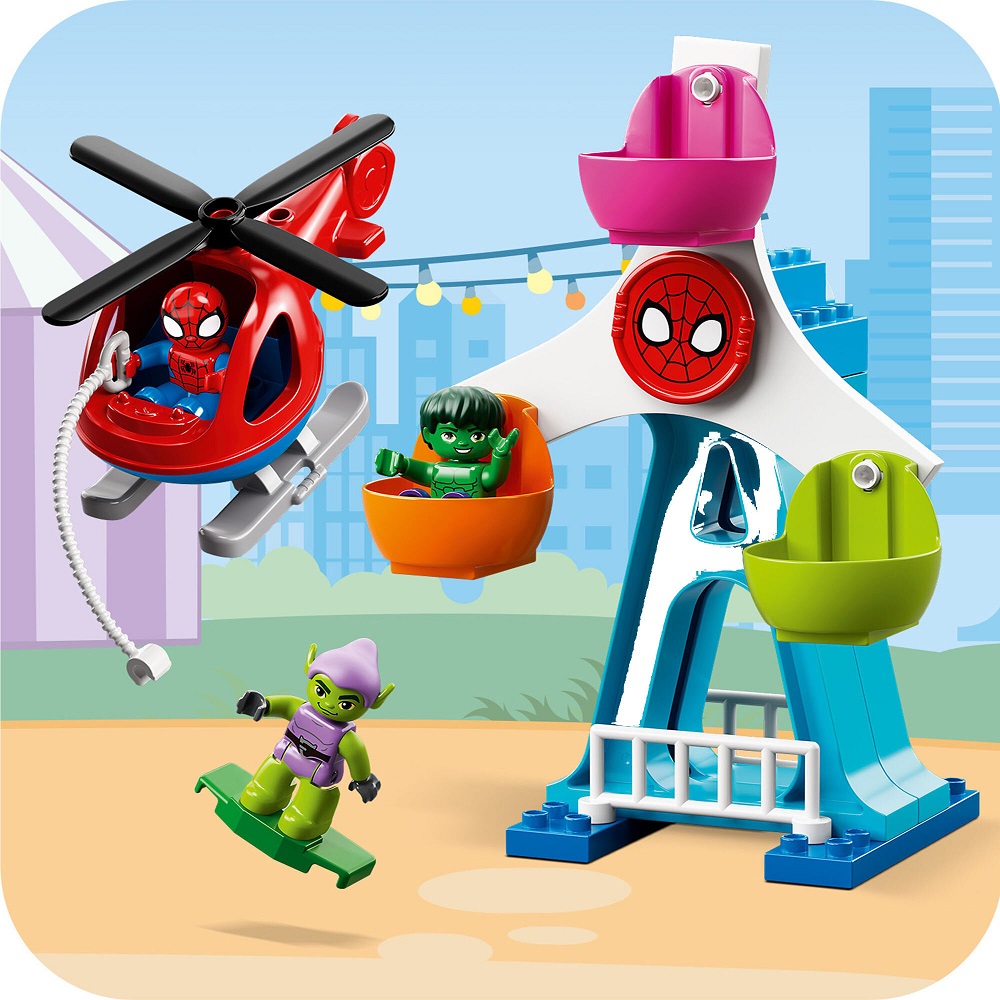 klocki lego Duplo 10963 Spider-Man i przyjaciele w wesołym miasteczku, zabawki Nino Bochnia, pomysł na prezent dla 2 latka, lego duplo spider man, lego 10963,