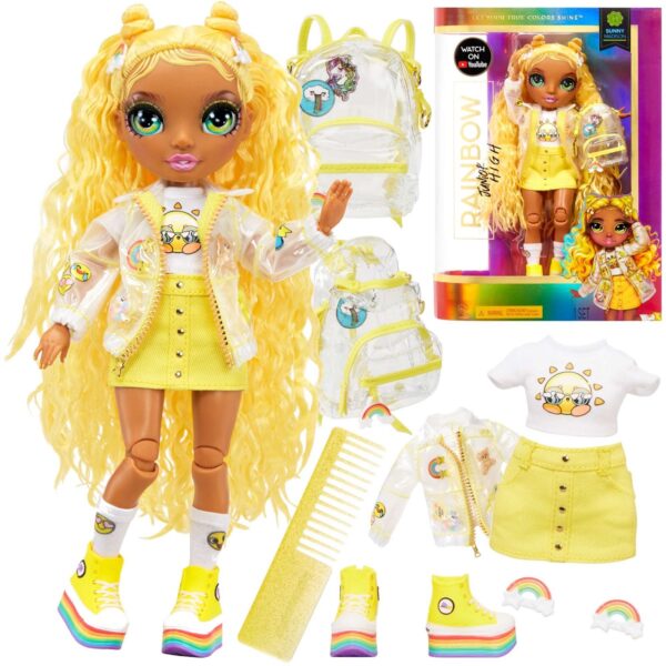 lalka rainbow high, junior high sunny madison junior high, żółta lalka z Rainbow high, prezent dla dziewczynki na 6 urodziny