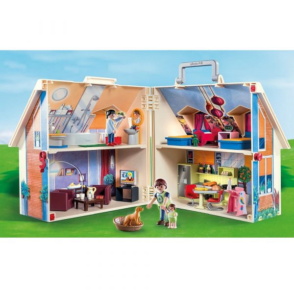 playmobil dollhouse 70985 przenośny domek dla lalek, zabawki Nino Bochnia, domek dla mini lalek, otwierany przenośny domek playmobil, domek z playmobil z wyposażeniem, pomysł na prezent dla 6 latki