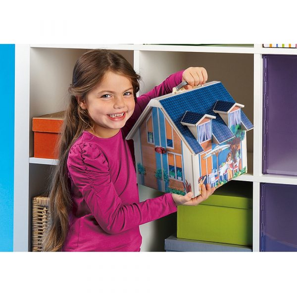 playmobil dollhouse 70985 przenośny domek dla lalek, zabawki Nino Bochnia, domek dla mini lalek, otwierany przenośny domek playmobil, domek z playmobil z wyposażeniem, pomysł na prezent dla 6 latki