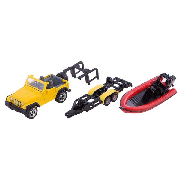 siku 1658 jeep z łodzią, samochodzik resorówka, metalowo plastikowy samochodzik, zabawki Nino Bochnia