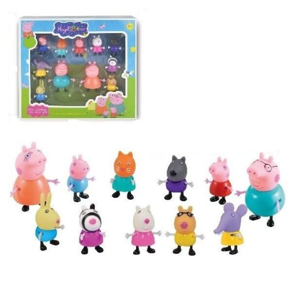 świnka peppa i jej rodzinka, zestaw 11 figurek, figurki świnka Peppa, świnka Peppa i jej rodzinka