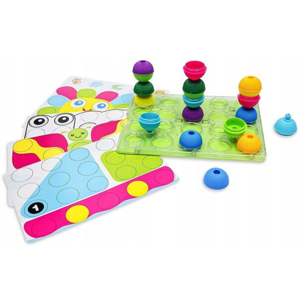 zabawki sensoryczne, kulko klocki, metoda montessori, klocki sensoryczne dla maluszka, lalaboom, twórcza plansza