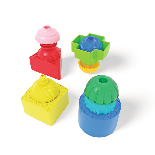 zabawki sensoryczne, kulko klocki, metoda montessori, klocki sensoryczne dla maluszka, lalaboom, wkręcające foremki