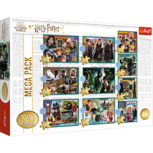 puzzle trefl, puzzle z Harrym Potterem, prezent dla 4 latka, puzzle harry potter, trefl puzzle 10w1 w świecie harrego pottera 90392
