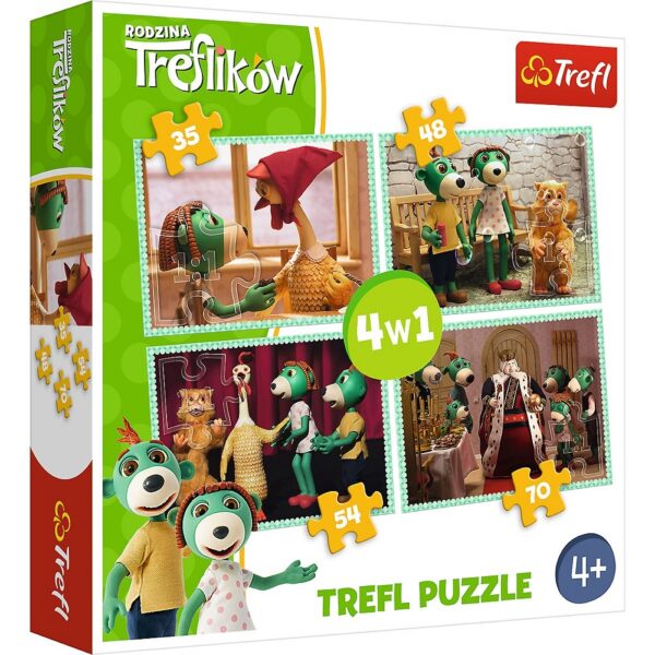 trefl puzzle 4w1, puzzle rodzina treflików, puzzle nowi przyjaciele, puzzle dla dzieci