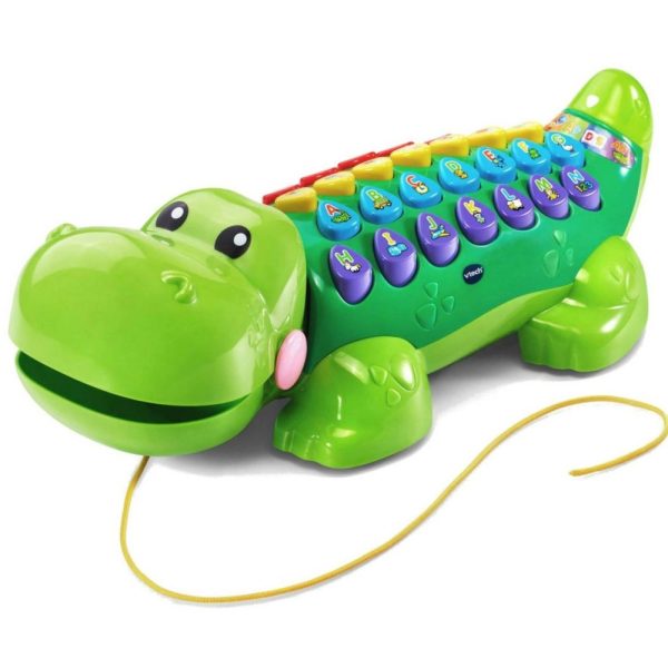 Vtech Literkowy krokodyl aligator edukator 60620, zabawki Nino Bochnia, pomysł na prezent dla maluszka, edukacyjna zabawka ucząca literek i alfabetu, zabawka do ciągnięcia