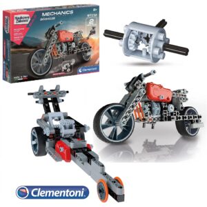 clementoni laboratorium mechaniki ścigacze 60955, klocki podobne do lego technik, zabawki Nino Bochnia, motory ścigacze z klocków