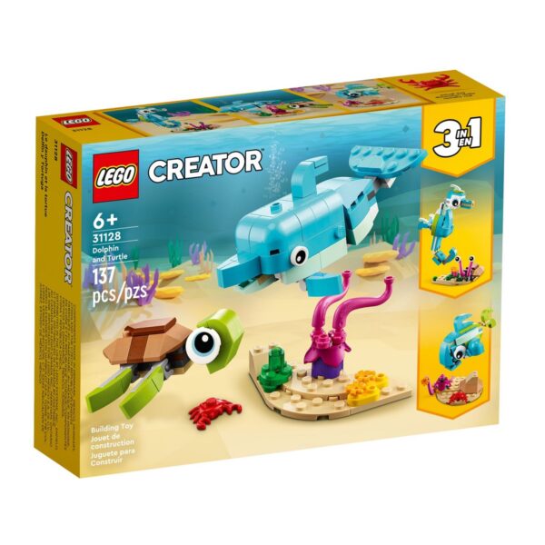 klocki lego creator, lego 3w1, lego 31128 delfin i żółw, lego creator delfin i żółw