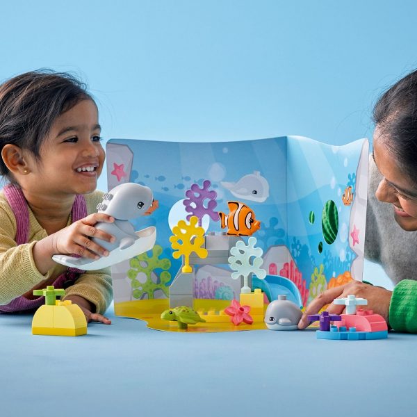 klocki lego Duplo 10972 Dzikie zwierzęta oceanów, zabawki Nino Bochnia, pomysł na prezent dla dziecka na 2 urodziny, lego duplo zwierzęta morskie, duplo rybki