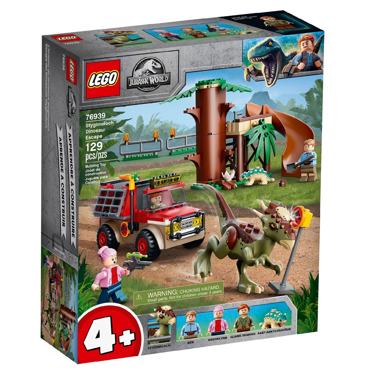 klocki lego, lego jurassic world, lego z dinozaurami, klocki lego 76939, lego ucieczka stygimolocha