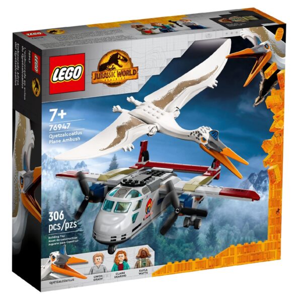 klocki lego jurassic world, lego z dinozaurami, klocki lego, lego 76947, kecalkoatl zasadzka z samolotem